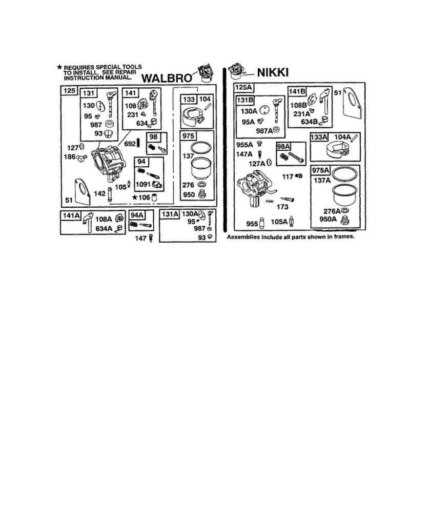 Carburetor/Throttle Valve Diagram and Parts List for 28B700-28B799 0001-0008-0009 Briggs and Stratton Engine